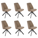 BUN/LOG033/100839 Set of 6 Beige Faux Leather Swivel Dining Chairs - Logan