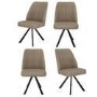 Set of 4 Beige Faux Leather Swivel Dining Chairs - Logan