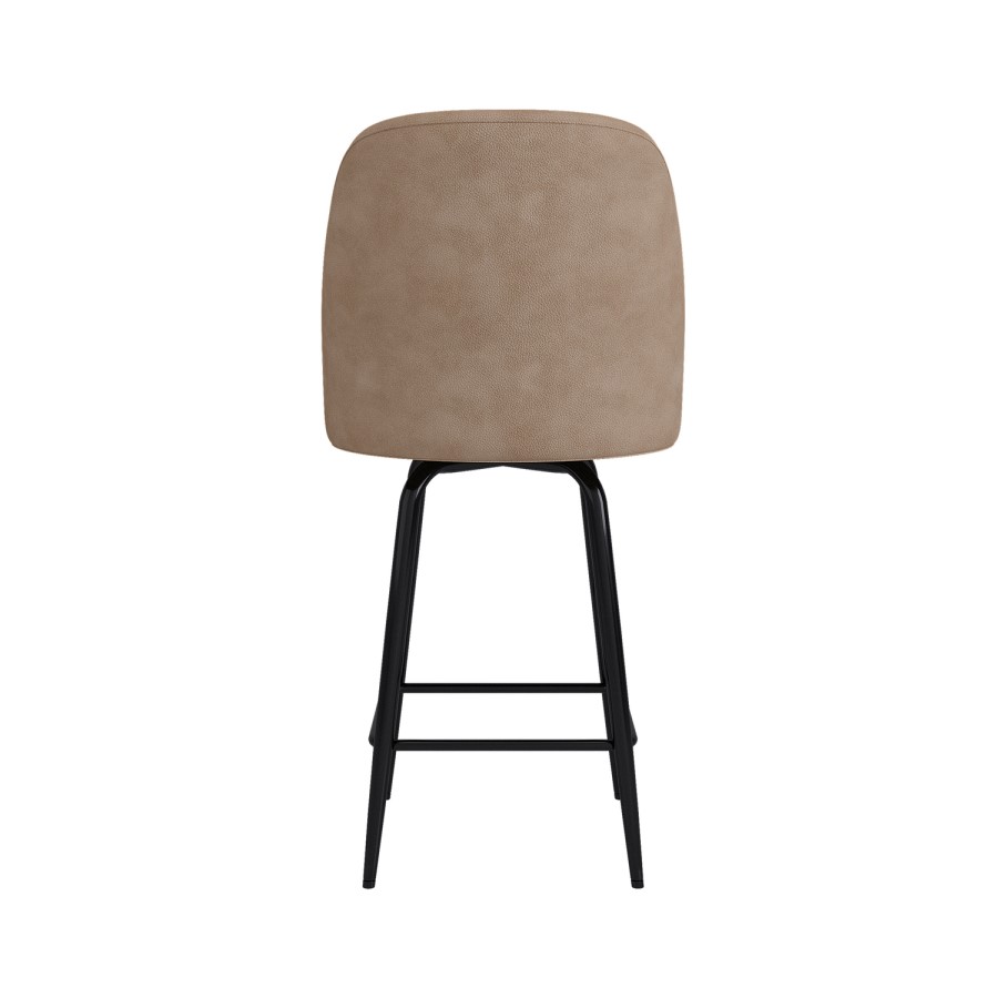 Set of 2 Beige Faux Leather Swivel Kitchen Stools - Logan