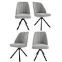Set of 4 Grey Fabric Swivel Dining Chairs with Black Legs - Logan