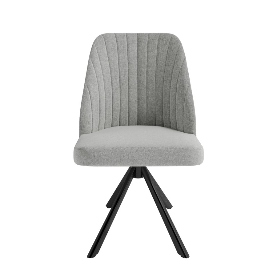 ONLY OPENED - Set of 2 Grey Fabric Swivel Dining Chairs with Black Legs - Logan