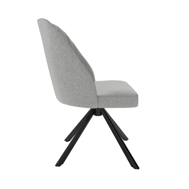 Set of 2 Grey Fabric Swivel Dining Chairs with Black Legs - Logan