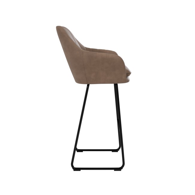 ONLY OPENED - Beige Faux Leather Bar Stool with Back - 77cm - Logan