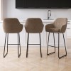 Set of 3 Beige Faux Leather Bar Stools with Back - 77cm - Logan