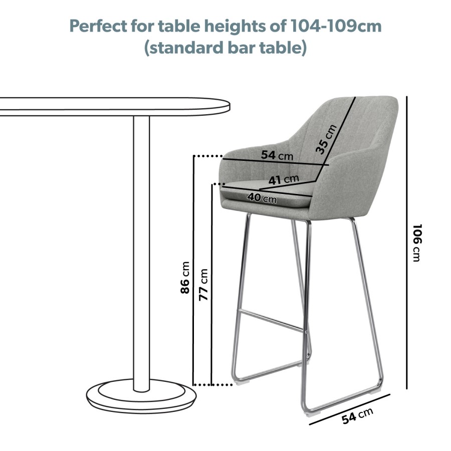Set of 3 Grey Fabric Bar Stool with Back - 77cm - Logan