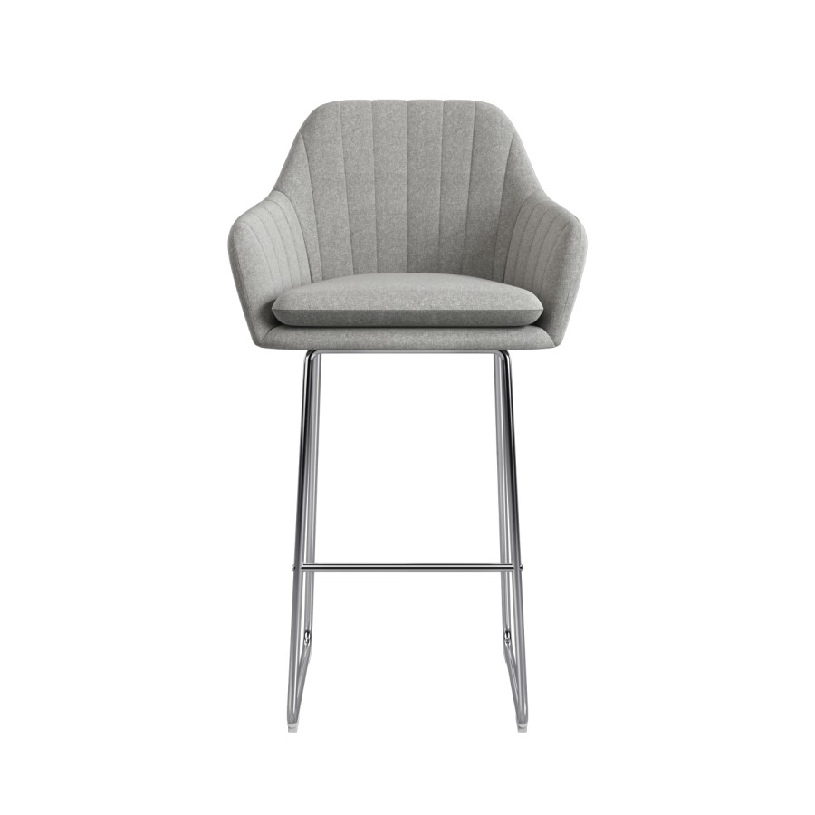 Set of 3 Grey Fabric Bar Stool with Back - 77cm - Logan