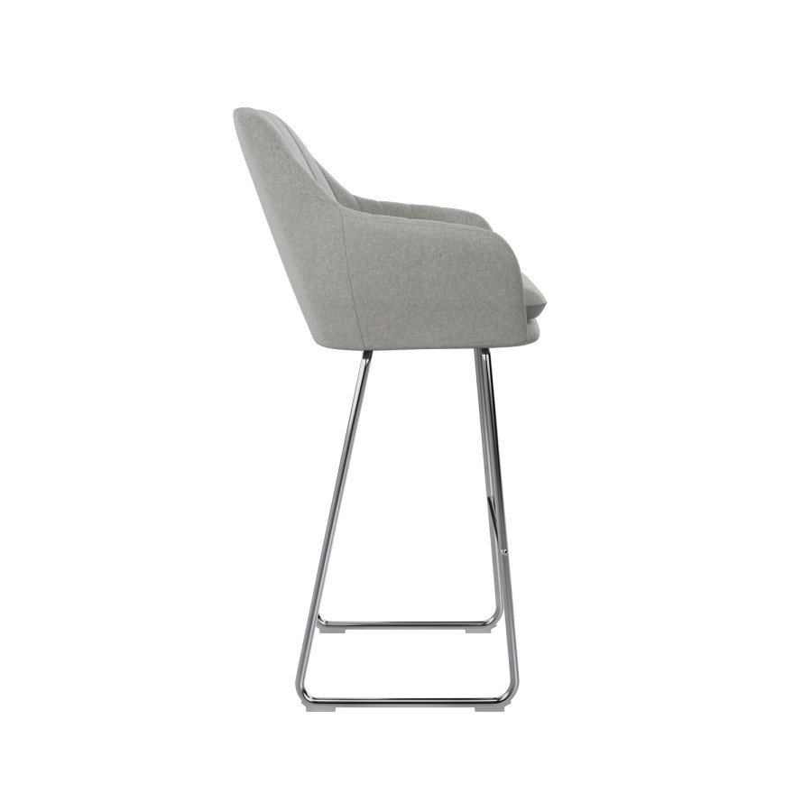 Set of 3 Grey Fabric Bar Stool with Back - 77cm - Logan