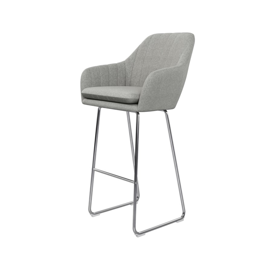 Set of 3 Grey Fabric Bar Stool with Back - 77cm - Logan