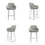Set of 4 Grey Fabric Bar Stool with Back - 77cm - Logan