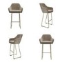 Set of 4 Mink Matt Velvet Bar Stool with Brass Legs - 77cm - Logan