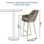 Set of 4 Mink Matt Velvet Bar Stool with Brass Legs - 77cm - Logan