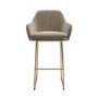 Set of 4 Mink Matt Velvet Bar Stool with Brass Legs - 77cm - Logan