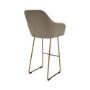 Set of 4 Mink Matt Velvet Bar Stool with Brass Legs - 77cm - Logan