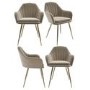 Set of 4 Mink Velvet Dining Chairs with Gold Legs - Logan