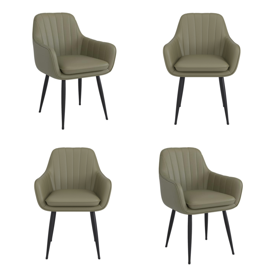 Set of 4 Sage Green Faux Leather Dining Chairs - Logan
