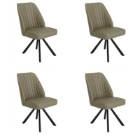 Set of 4 Sage Green Faux Leather Swivel Dining Chairs - Logan