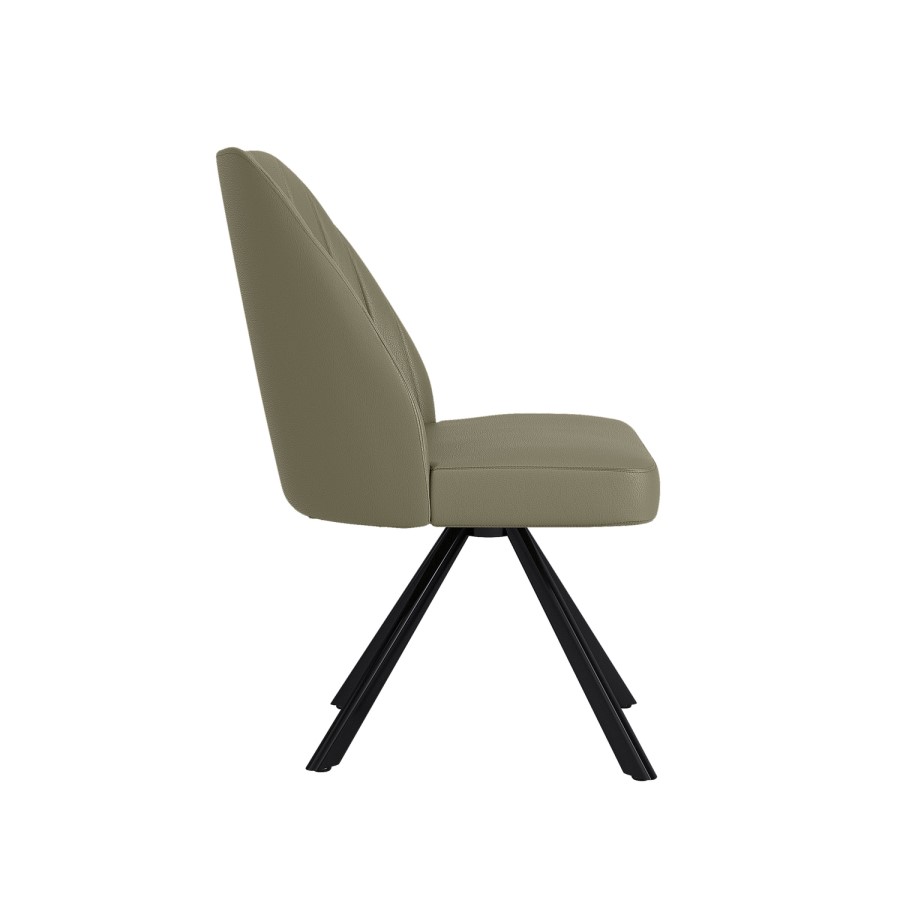 Set of 2 Sage Green Faux Leather Swivel Dining Chairs - Logan