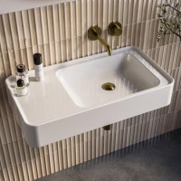 Gloss White Rectangle Wall Hung Basin 765*410*140 - Logan