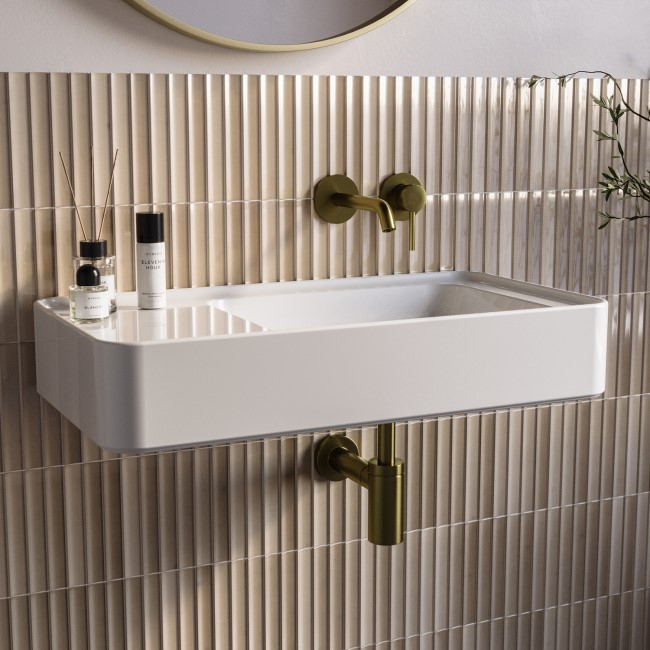 White Rectangular Wall Hung Basin 765mm - Logan