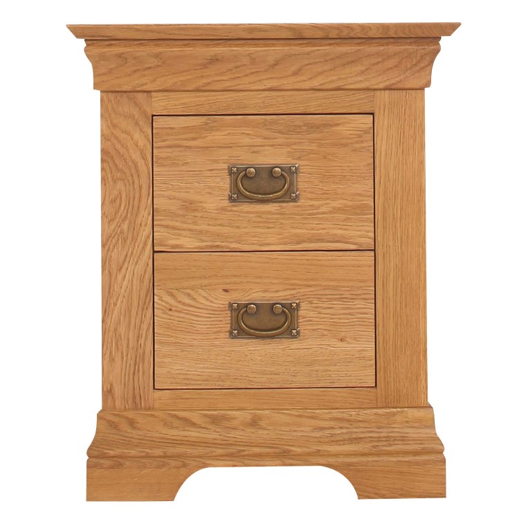 Loire Farmhouse Solid Oak Bedside Table - 2 Drawer