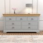 Loire Large Grey Painted Sideboard Two Tone with Oak Top - 7 Storage Drawers