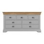 Loire Large Grey Painted Sideboard Two Tone with Oak Top - 7 Storage Drawers