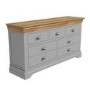 Loire Large Grey Painted Sideboard Two Tone with Oak Top - 7 Storage Drawers