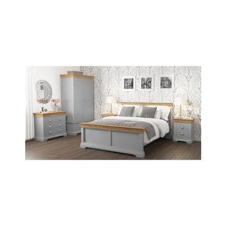 Loire Large Grey Painted Sideboard Two Tone with Oak Top - 7 Storage Drawers