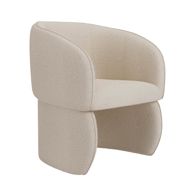 Curved Cream Boucle Tub Dining Chair - Lottie