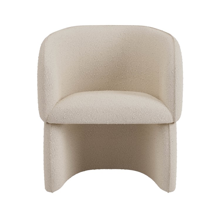 Curved Cream Boucle Tub Dining Chair - Lottie