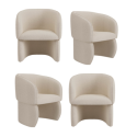 BUN/LOT001/95099 Set of 4 Curved Cream Boucle Tub Dining Chairs - Lottie