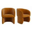 BUN/LOT002/95100 Set of 2 Curved Tan Textured Upholstered Dining Chairs - Lottie