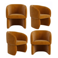 Set of 4 Curved Gold Luxury Upholstered Dining Chairs - Lottie