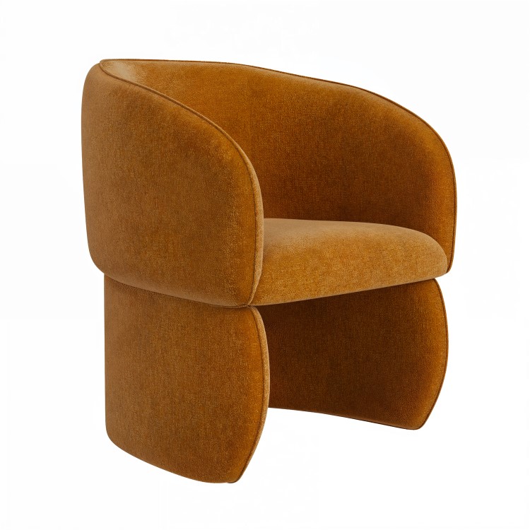 Curved Tan Textured Upholstered Dining Chair - Lottie