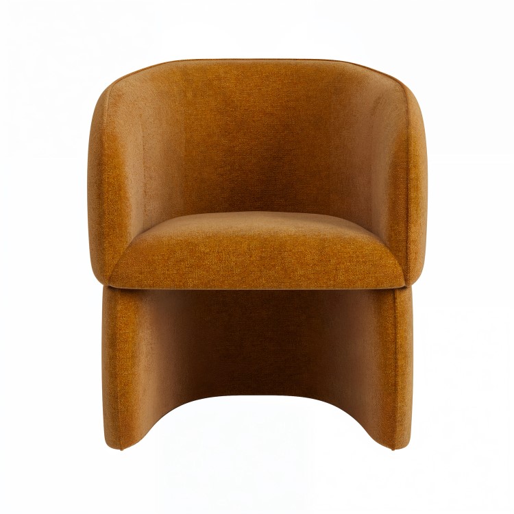 Curved Tan Textured Upholstered Dining Chair - Lottie