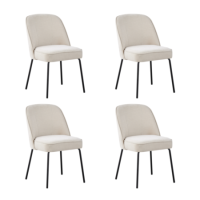 Set of 4 Beige Upholstered Curved Dining Chairs - Celia Set of 4 Beige Upholstered Curved Dining Chairs - Celia