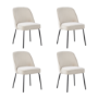 Set of 4 Beige Fabric Dining Chairs with Piped Detail - Leighton