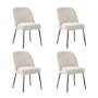 Set of 4 Beige Upholstered Curved Dining Chairs - Celia
