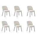 BUN/LTN001/96512 Set of 6 Beige Upholstered Curved Dining Chairs - Celia