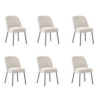 Set of 6 Beige Upholstered Curved Dining Chairs - Celia Set of 6 Beige Upholstered Curved Dining Chairs - Celia