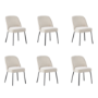 Set of 6 Beige Upholstered Curved Dining Chairs - Celia