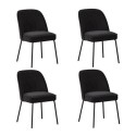 BUN/LTN002/93564 Set of 4 Black Upholstered Curved Dining Chairs - Celia