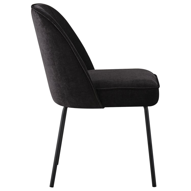 Set of 4 Black Upholstered Dining Chairs with Piped Detail - Leighton