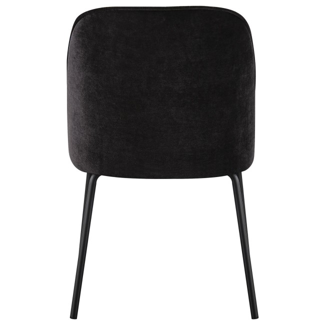 Set of 4 Black Fabric Dining Chairs with Piped Detail - Leighton