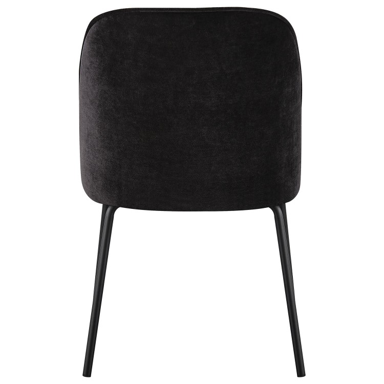 Set of 4 Black Upholstered Dining Chairs with Piped Detail - Leighton