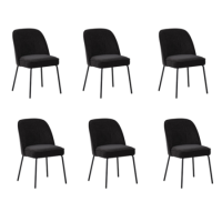 Set of 6 Black Upholstered Curved Dining Chairs - Celia Set of 6 Black Upholstered Curved Dining Chairs - Celia