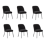 Set of 6 Black Upholstered Curved Dining Chairs - Celia