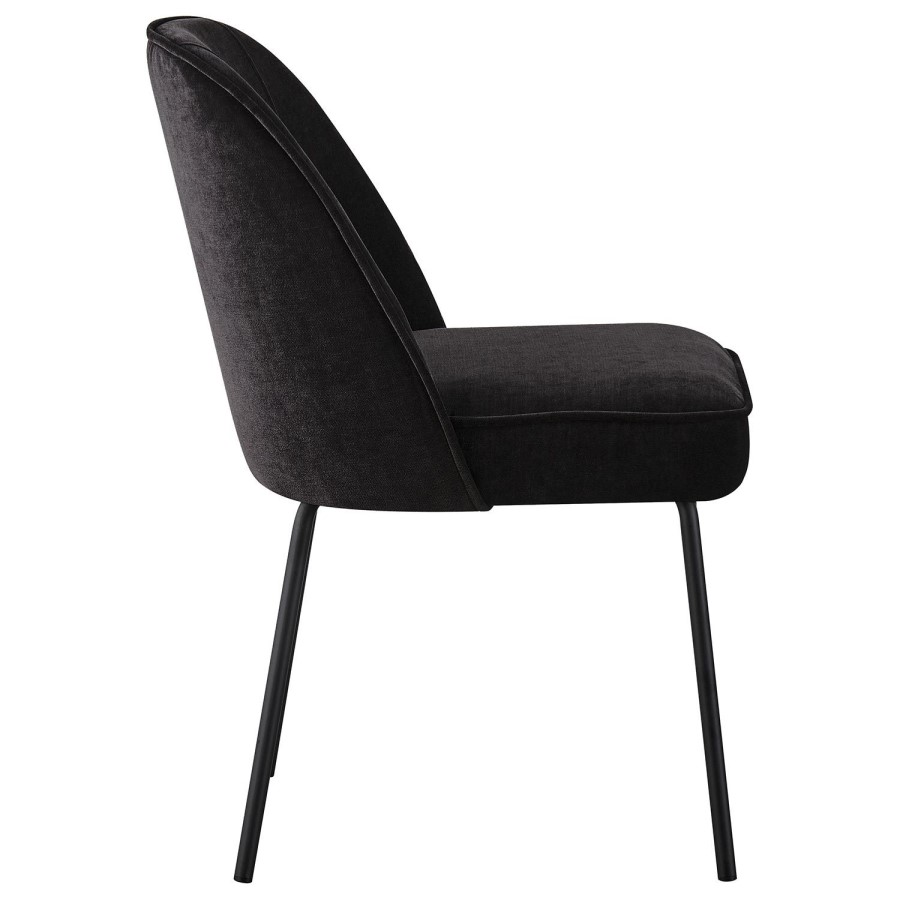 Set of 6 Black Upholstered Curved Dining Chairs - Celia