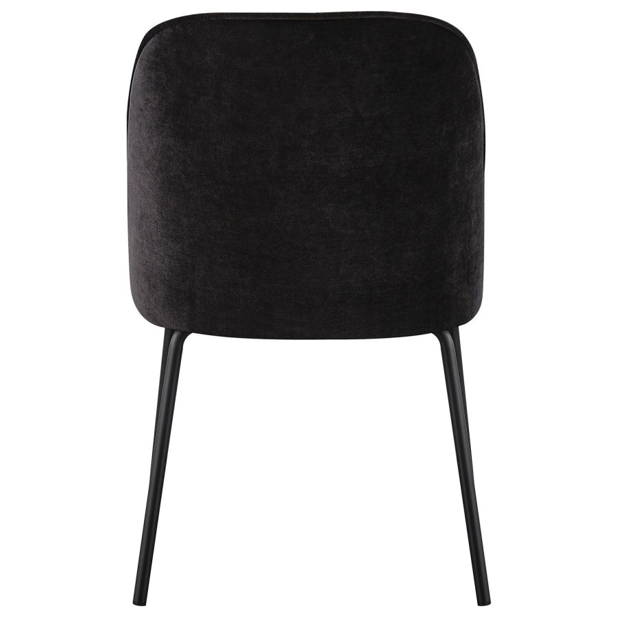 Set of 6 Black Upholstered Curved Dining Chairs - Celia