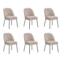 BUN/LTN003/95870 Set of 6 Multi Coloured Upholstered Curved Dining Chairs - Celia